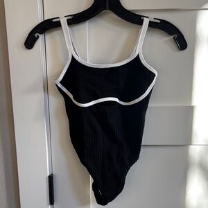 Colsie Contrast Trim Black Bodysuit